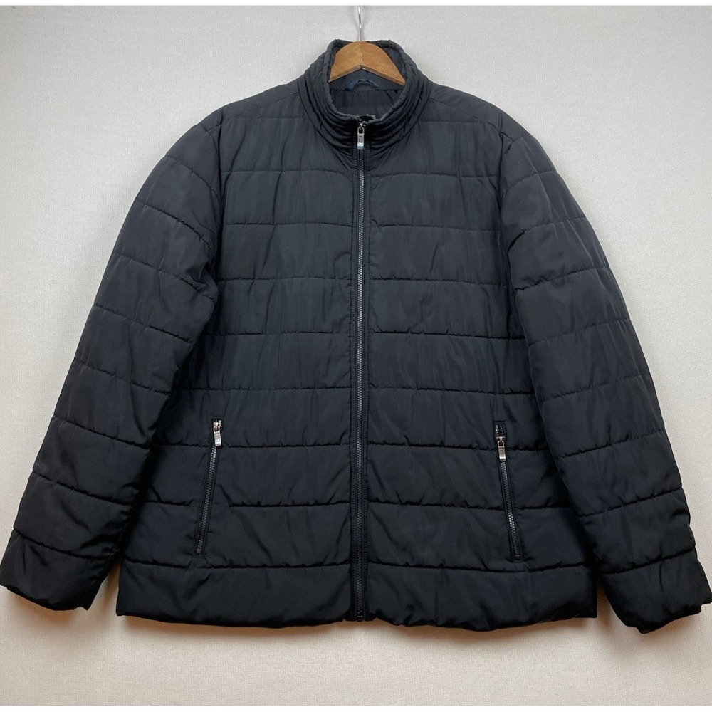 Weatherproof Since 1948 Men's Black Puffer Jacket XXL Preppy‎ Full Zip Quilted